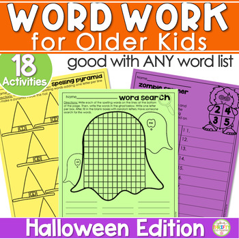 Preview of Halloween Word Work Fall Worksheets Spelling Activities & Practice for ANY list