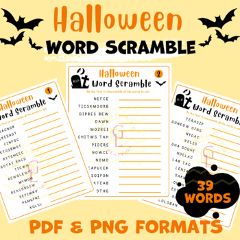 Preview of Halloween Word scramble Puzzle game Fall Crossword Word Searches Primary 5th 6th