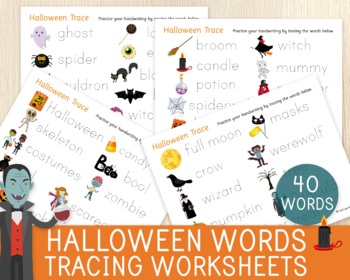 Halloween Words Tracing Worksheets, Vocabulary, Writing Practice ...