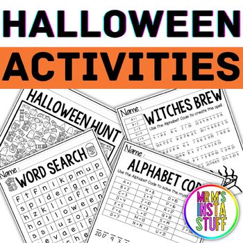 Preview of Halloween Workbook October No Prep Activities