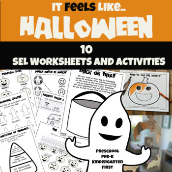 Preview of Halloween Worksheets & Activities Social Emotional Learning Preschool, K, 1st