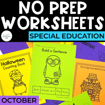 Preview of Halloween Worksheets | Basic Skills | October | No Prep Pack | Special Education