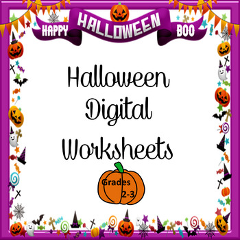 Preview of Halloween Worksheets - Digital Google Drive - Grades 2-3