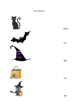 Preview of Halloween Worksheets Picture Matching