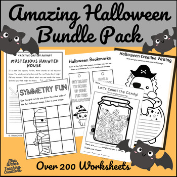 Preview of Halloween Worksheets, Games & Activities Bundle Pack for Students
