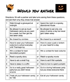 Halloween Would You Rather Fun Partner Speaking Activity 