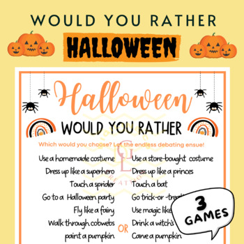Preview of Halloween Would You Rather Game word problem Activities No prep middle 5th 6th