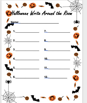 Preview of Halloween Write Around the Room (With Border)