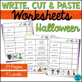 Halloween Write Cut and Paste Worksheets | Special Educati