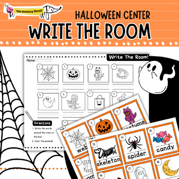 Preview of Halloween Write The Room Writing Center | Handwriting & Spooky Vocabulary K-2