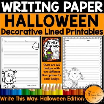 writing halloween write this way decorative printable lined october paper