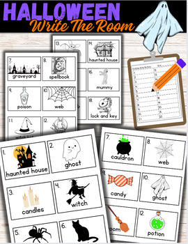 Preview of Halloween | Write the Room | Literacy Center | Activity