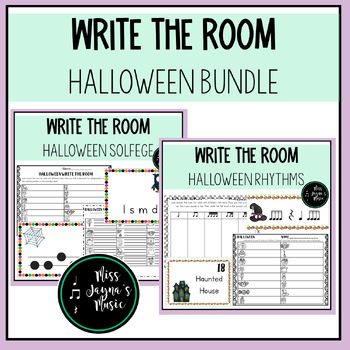 Preview of Halloween Write the Room Rhythm and Solfege Bundle