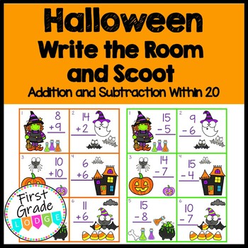 Preview of Halloween Write the Room/Scoot Addition and Subtraction Within 20
