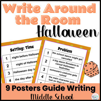 Preview of Halloween Write the Room Writing Activity for Middle School