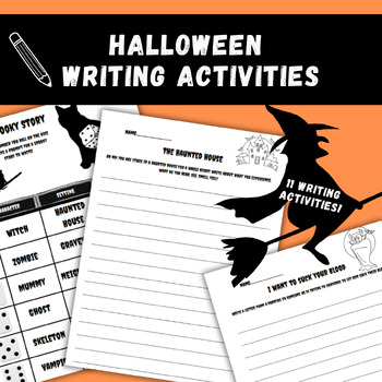 Halloween Writing Activities - 11 Spooky Fun Prompts by Success with Ms S