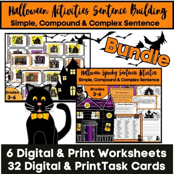 Preview of Halloween Writing Activities Bundle 3rd, 4th, 5th, 6th Grade with Task Cards