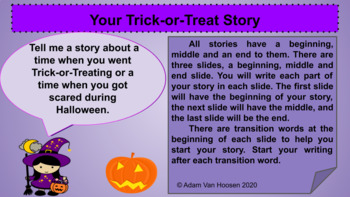 Preview of Halloween Writing Activity: Fill in your own Halloween story. (Google Slide)