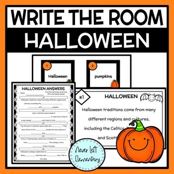 Preview of Halloween Writing Activity - Write the Room Task Cards