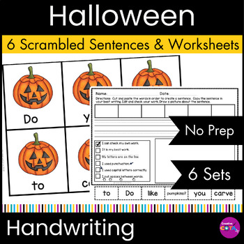 Preview of Occupational Therapy Halloween Scrambled Build a Sentence Writing Activities