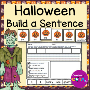 Preview of Occupational Therapy Halloween Scrambled Build a Sentence Writing Activities