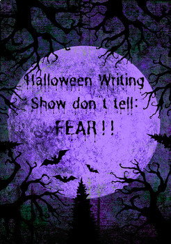 Preview of Halloween Writing Centres, Show don't tell emotions, sentence starter