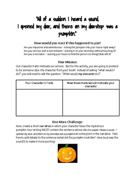 Preview of Halloween Writing: Character Perspective Narrative