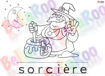 French Halloween Writing/Colouring Pages by Bella Roo Arts | TPT