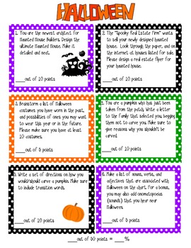 Halloween -Writing Contract - six activities with reproducibles | TPT