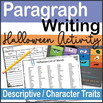 Preview of Halloween Writing Activity, Paragraph Writing,  Halloween List of Words, Monster