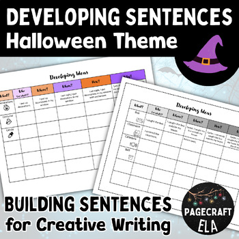 Preview of Halloween Writing | Developing Ideas | Sentence Building | October Activity