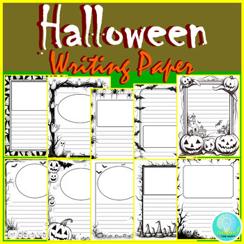 Preview of Halloween Lined Writing Paper with Picture Box, Recount, Narrative, Descriptive
