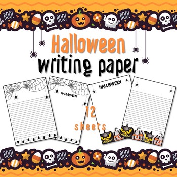 Halloween Writing PAPER - 12 sheets - 