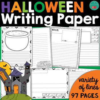 Preview of Halloween Writing Paper With Picture Boxes or Without and Various Lines