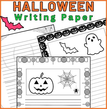 Preview of Happy Halloween Writing Paper with Picture Box - Lined Writing Paper Templates