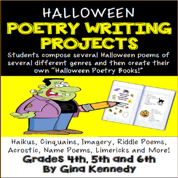 Preview of Halloween Poetry Writing Projects!  Students Compose Several Halloween Poems!