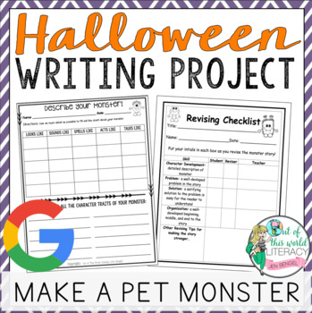 Preview of Halloween Writing Project - Make a Pet Monster - Digital & Print