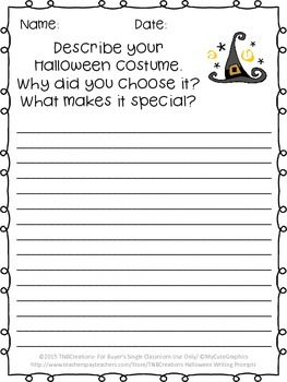 Halloween Writing Prompts Worksheets by TNBCreations | TpT