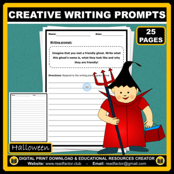 Preview of HALLOWEEN Writing Prompts Activities - 26 Worksheets