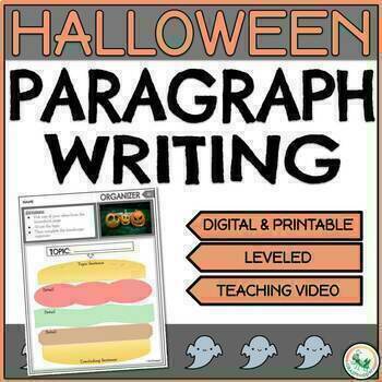 Preview of Halloween Writing Prompts For Paragraph Writing with Scaffolded Activities
