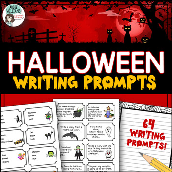 Preview of Halloween Writing Prompts - Story and Poetry Starter Task Cards