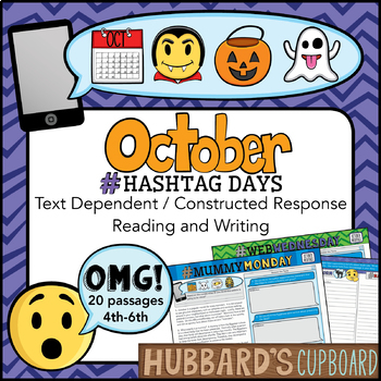 Preview of Halloween Writing Prompts - October Reading Passages - Halloween Activities