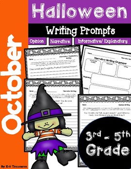 Preview of Halloween Writing Prompts: Opinion, Narrative, and Informative | 3rd - 5th Grade