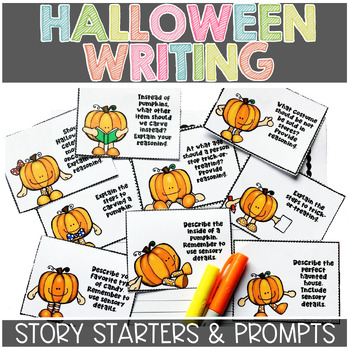 Preview of Halloween Writing Prompts & Story Starters | Printable & Digital | Google
