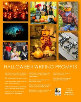 Preview of Halloween Writing Prompts  - Using Photographs to Inspire Writing & Drawing