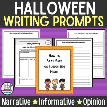 Preview of Halloween Writing Prompts and Planning Pages - Narrative Informative Opinion