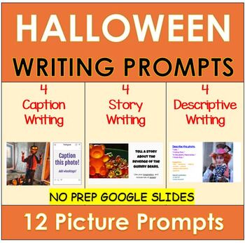 Preview of Halloween Writing Prompts with Pictures | Distance Learning