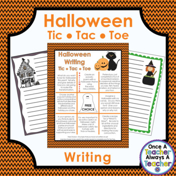 Preview of Writing • Tic Tac Toe Choice Board • Halloween