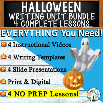 Preview of Halloween Writing Unit - 4 Essay Activities Resources, Graphic Organizers