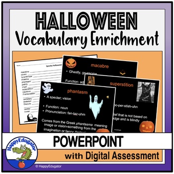 Preview of Halloween Writing and Vocabulary Activity PowerPoint - Easel Assessment